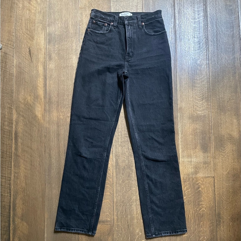 Abercrombie & Fitch Jean 25 90's straight ultra high rise black denim pants